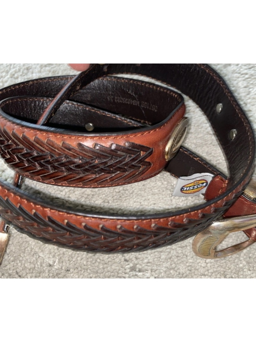 Fossil Vintage Cowhide Brown Leather Belt Size 36 Men’s